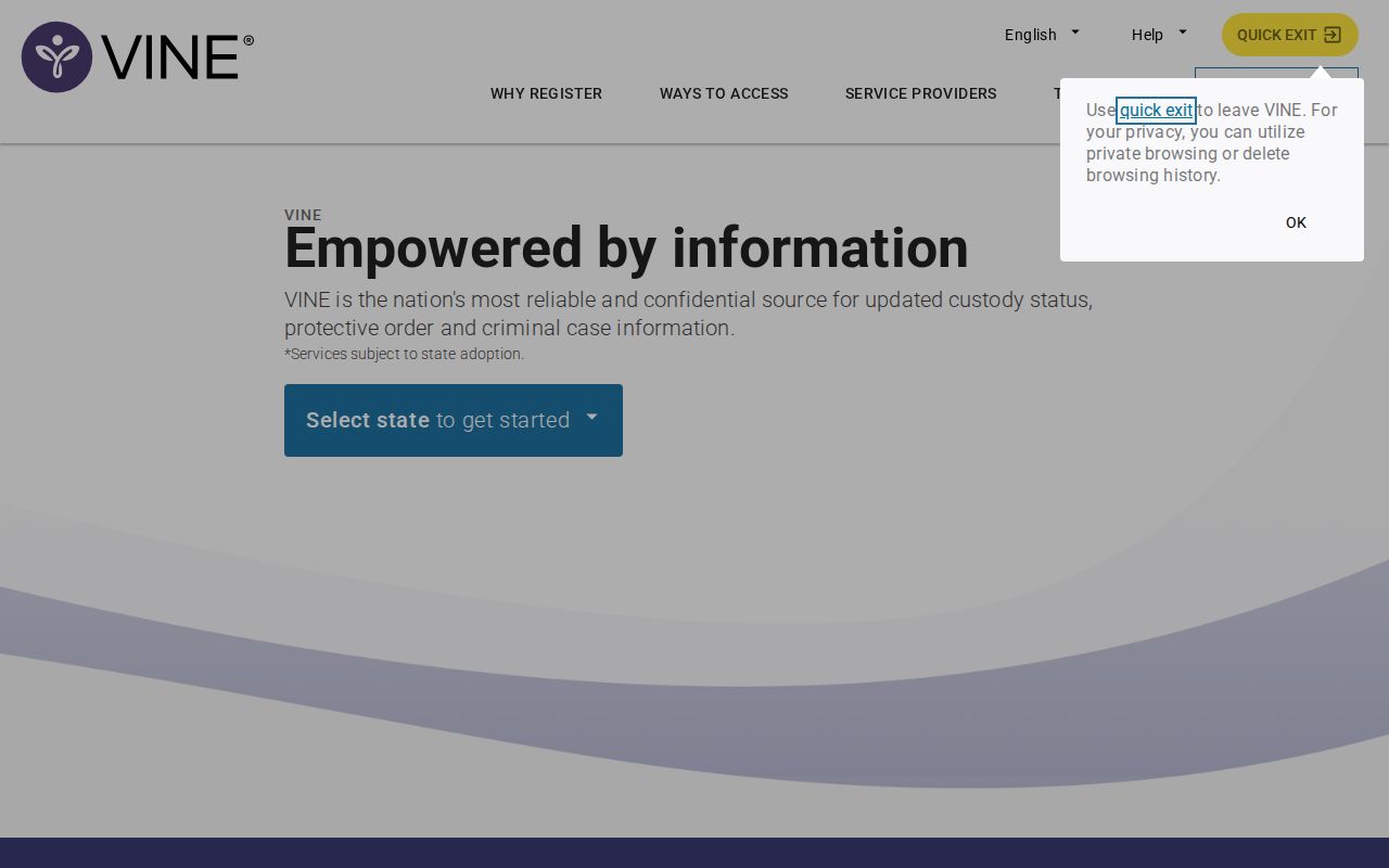 Crawford County VINELink inmate check search screen
